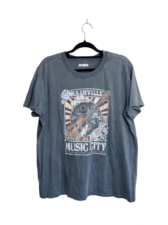 Maurices Nashville Music City Oversized Graphic Tee Gray Country Large Women’s - Picture 2 of 11